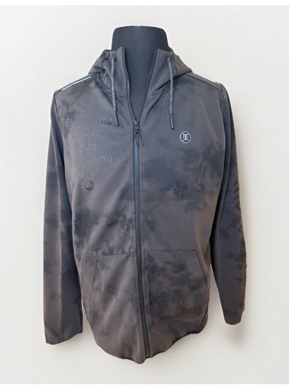 Roark Motorhead Run Amok Hoodie Men's Sz Large Gray Black Full Zip Jacket RF283
